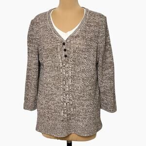 Christopher And Banks Pullover Sweater Womens Large Ramie Blend Textured Knit